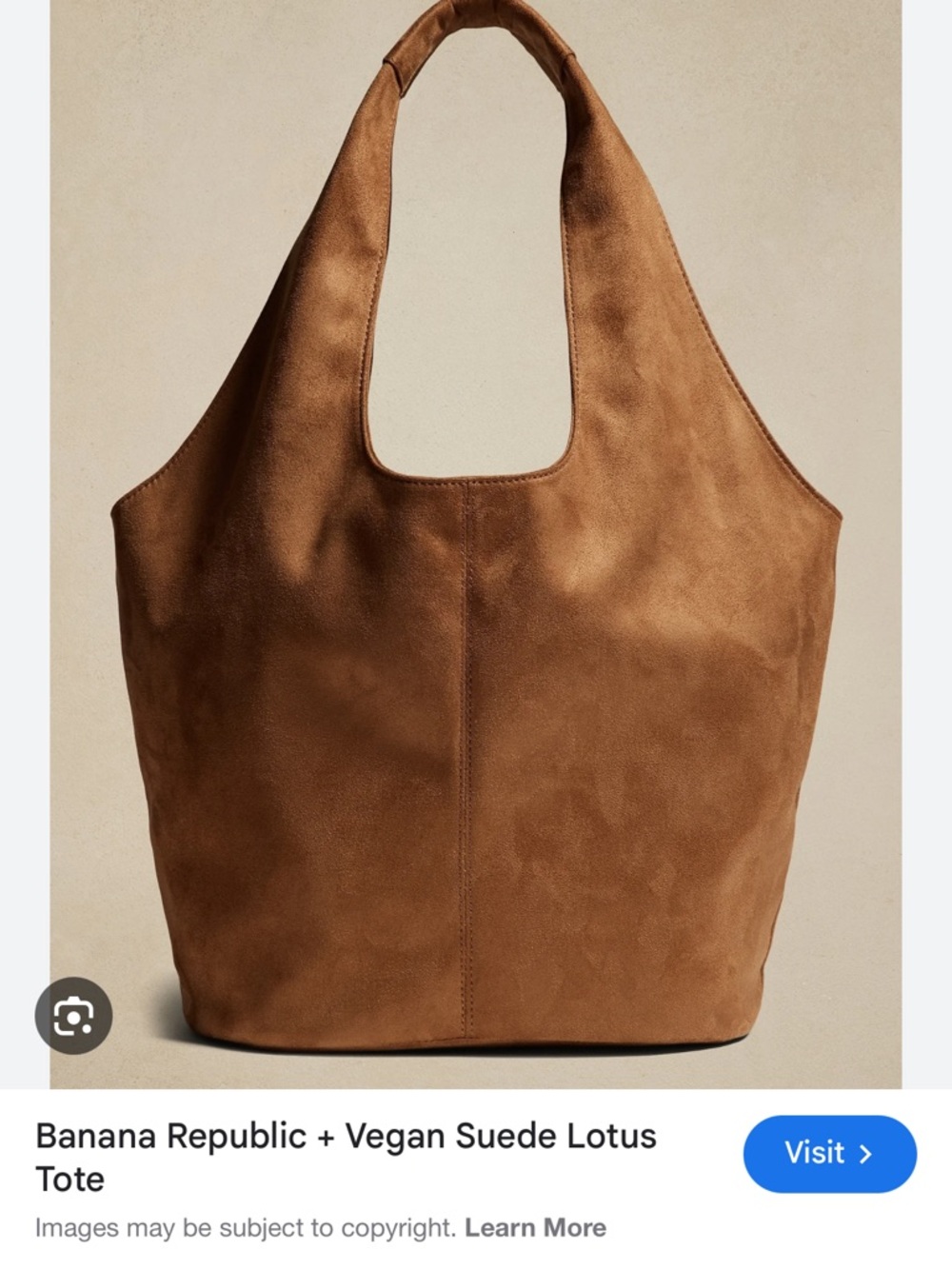 Banana Republic Vegan Suede Lotus Tote in Cognac Brown
